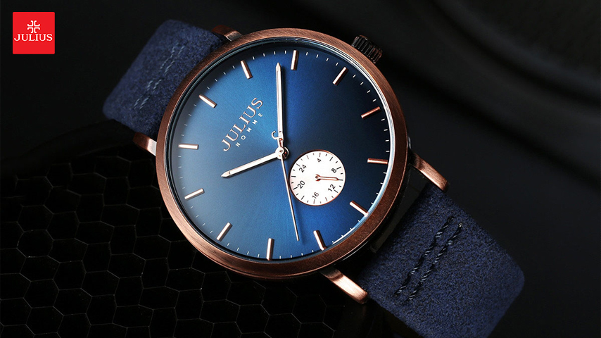 Leather Strap for a Korean Men's Watch JAH-112A by Julius Homme (Blue)